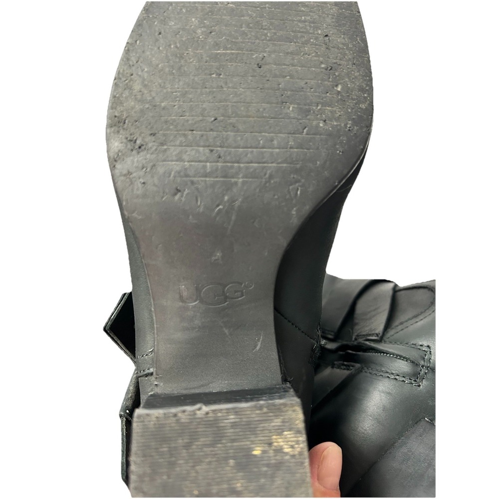 UGG Bandara Tall Black Leather Riding Boots Women's 8 Equestrian Minimalist - Picture 9 of 14